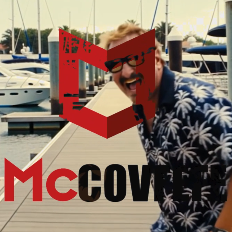 McCovfefe McAfee spec ad — glitch art and AI video generation by Luca Birindelli